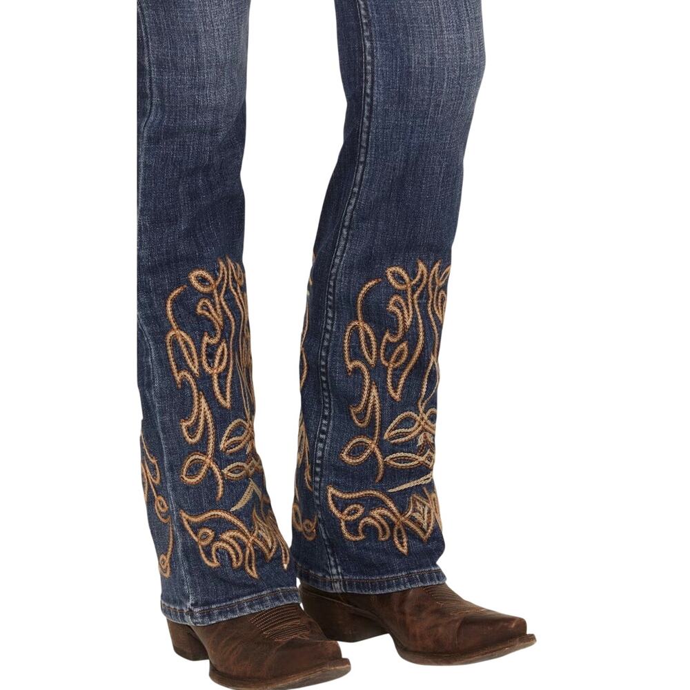 IDYLLWIND Embroidered Hawkins Dark Wash Rebel Mid Rise Bootcut Jean - Picture 3 of 7